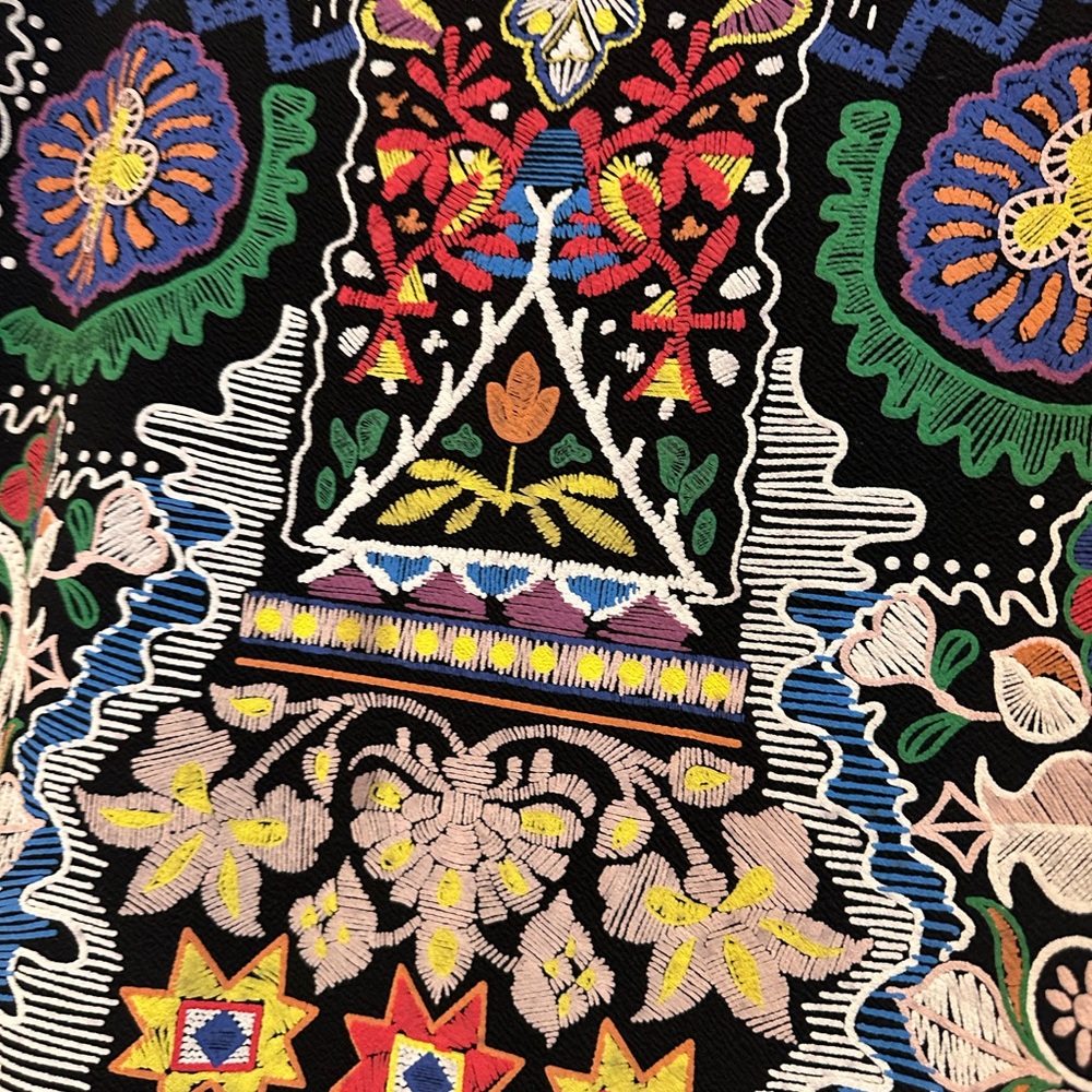 Zara Tribal Floral T shirt dress Colorful with Raised print Sz L - Picture 3 of 8